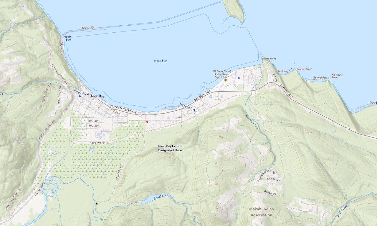 Topographic map around Cape Resort RV Park
