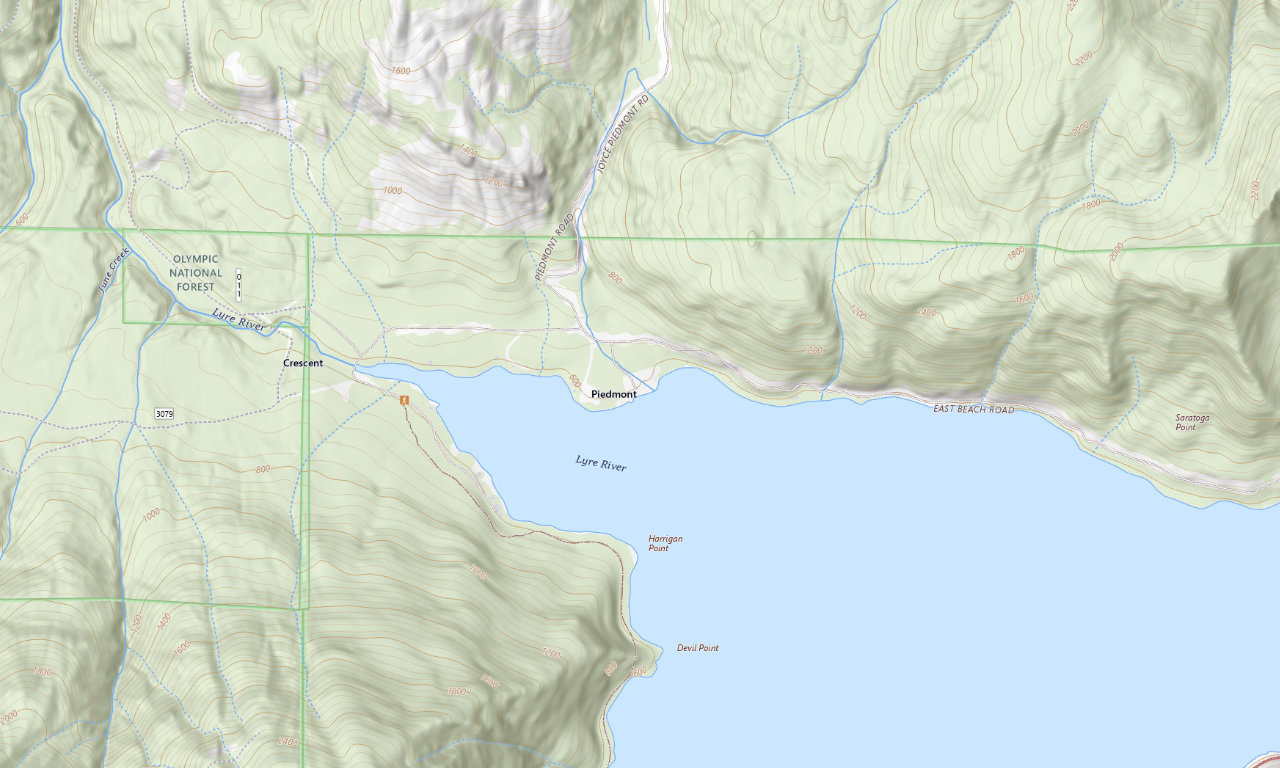 Topographic map around Log Cabin Resort RV & Campground