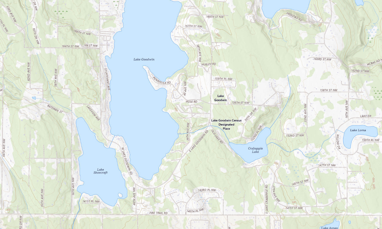 Topographic map around Wenberg County Park